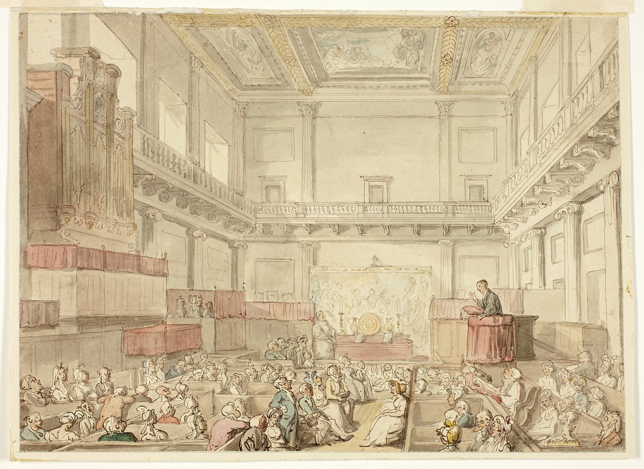 Studium dla Royal Chapel, Whitehall, z Microcosm of London autorstwa Thomas Rowlandson