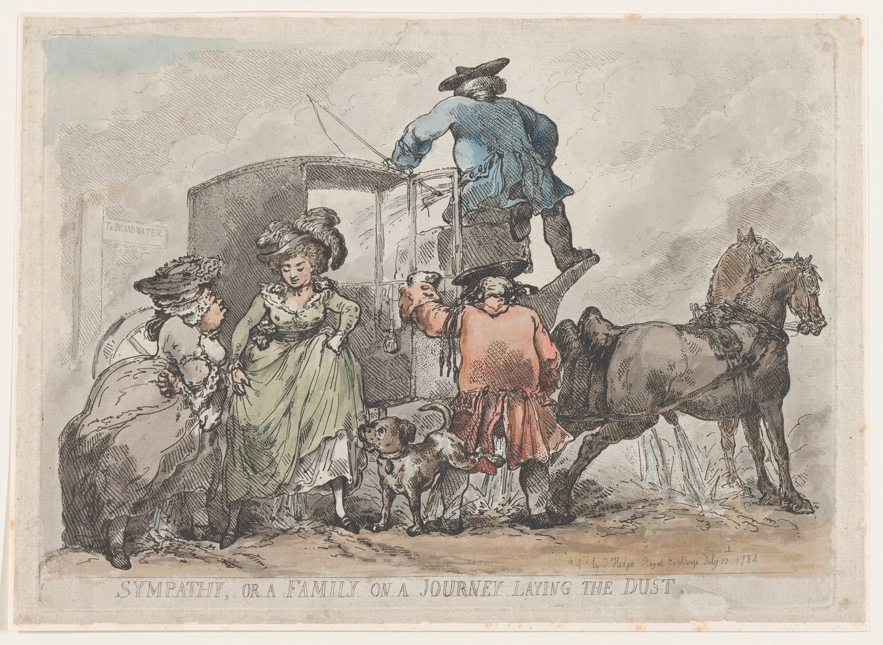 Sympatia, czyli rodzina w podróży kładzenie kurzu, 12 lipca 1784 r., 12 lipca 1784 r. autorstwa Thomas Rowlandson