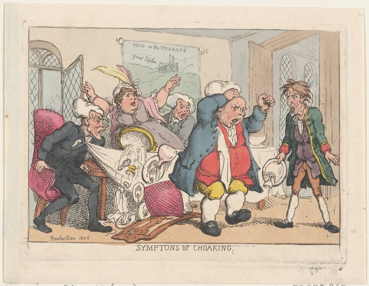 Objawy zadławienia, 1806 wyd. 25 sierpnia 1808 r., 1806 wyd. 25 sierpnia 1808 r. autorstwa Thomas Rowlandson