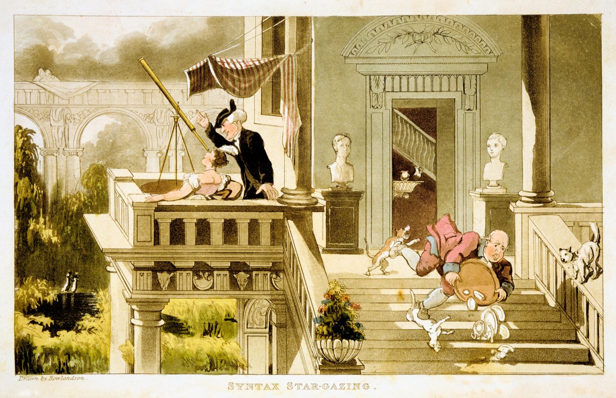 Składnia Obserwacja gwiazd, c1815 autorstwa Thomas Rowlandson