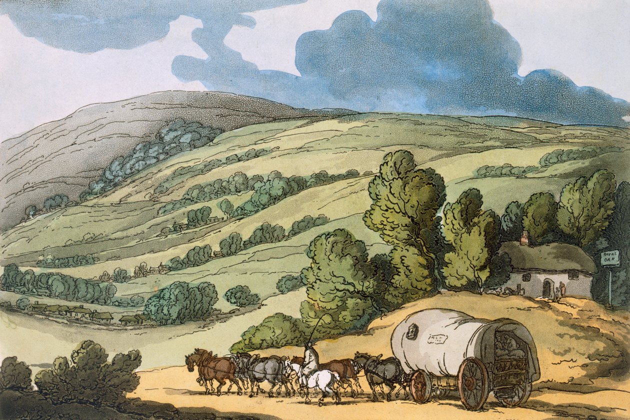 Taunton Vale, Somersetshire, wyd. 1822. autorstwa Thomas Rowlandson