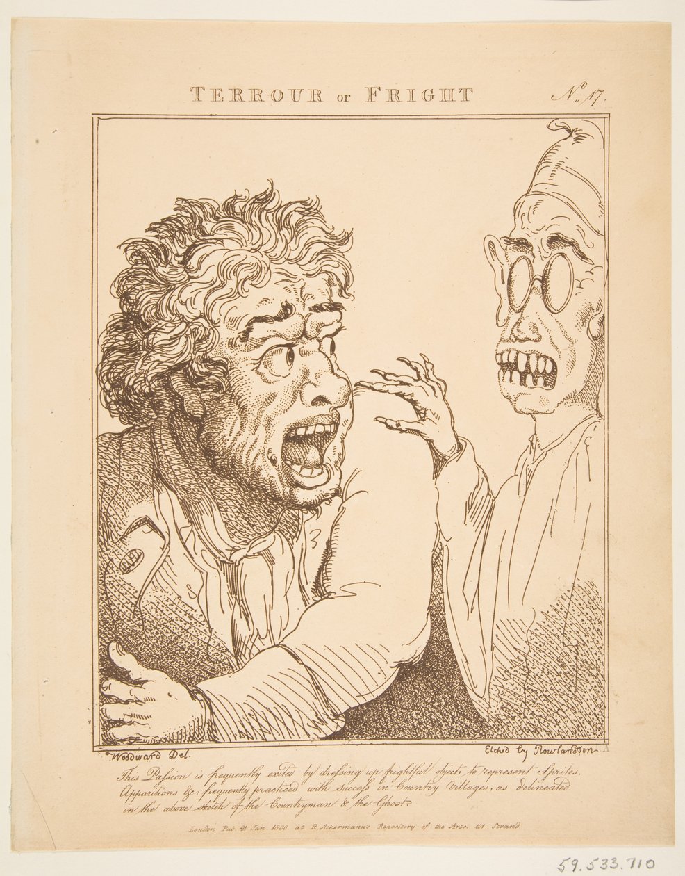Terror lub strach Le Brun Travested, czyli karykatury namiętności, 21 stycznia 1800 r. autorstwa Thomas Rowlandson