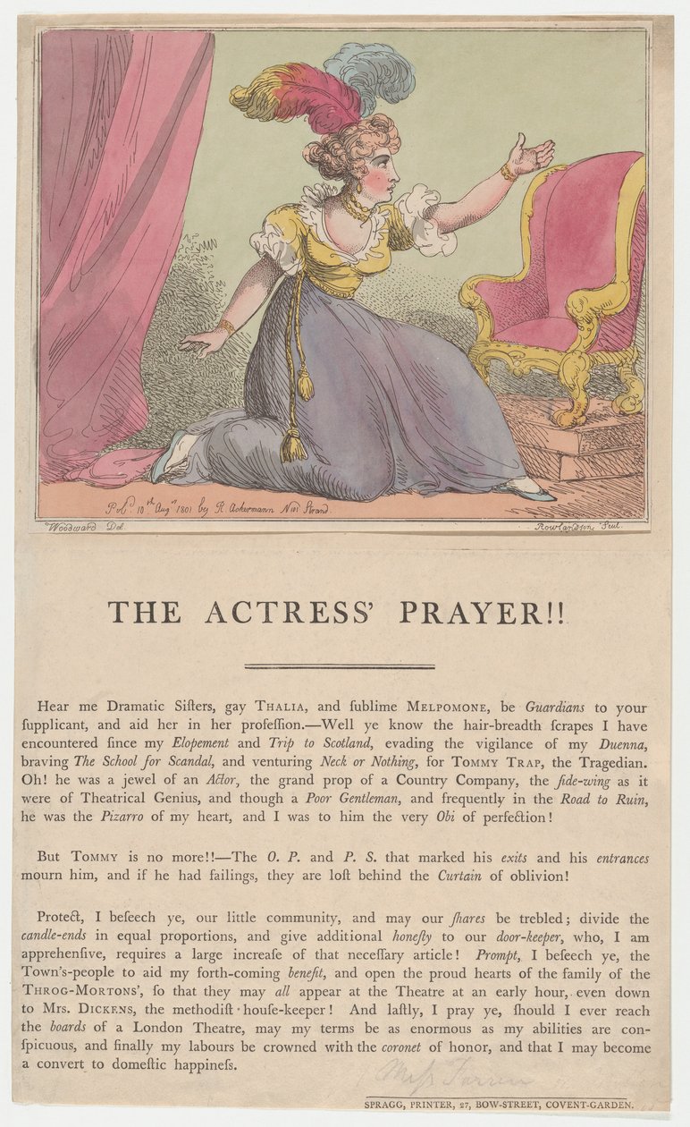 Modlitwa aktorki!!, 10 sierpnia 1801 r., 10 sierpnia 1801 r. autorstwa Thomas Rowlandson