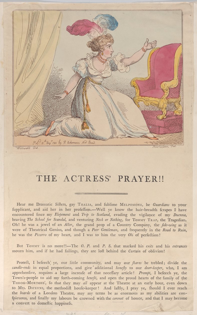 Modlitwa aktorki!!, 10 sierpnia 1801 r., 10 sierpnia 1801 r. autorstwa Thomas Rowlandson