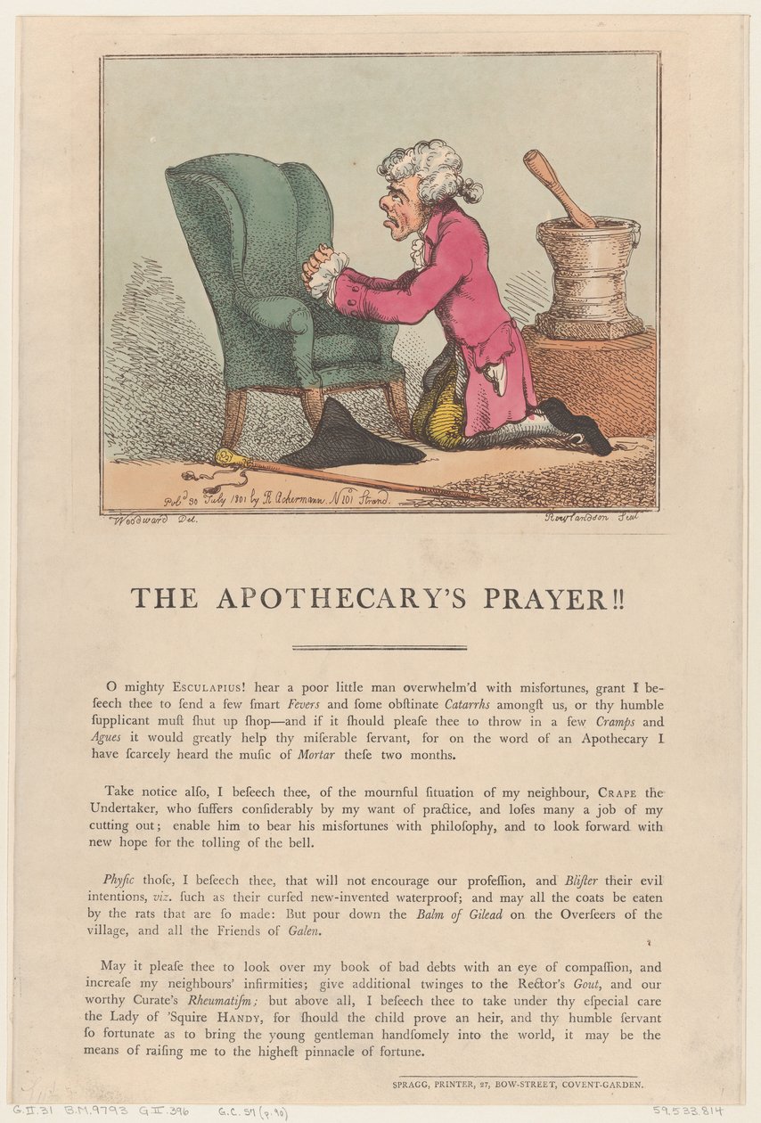 Modlitwa Aptekarza!!, 30 lipca 1801 r., 30 lipca 1801 r. autorstwa Thomas Rowlandson