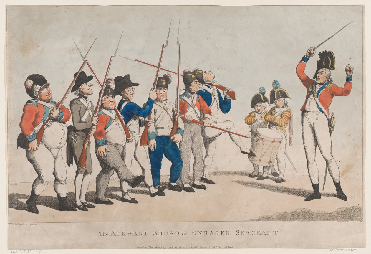 Niezgrabny oddział lub wściekły sierżant, 17 lipca 1798, 17 lipca 1798. autorstwa Thomas Rowlandson
