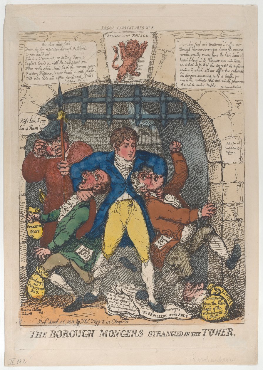 Borough Mongers uduszeni w wieży, 26 kwietnia 1810 r., 26 kwietnia 1810 r. autorstwa Thomas Rowlandson