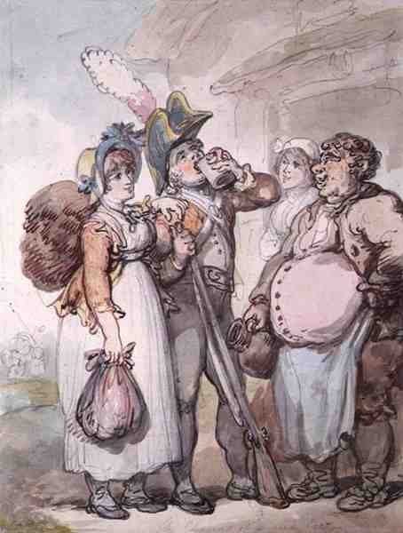 "Uroki czerwonego płaszcza" (długopis, akwarela i ołówek na papierze) autorstwa Thomas Rowlandson
