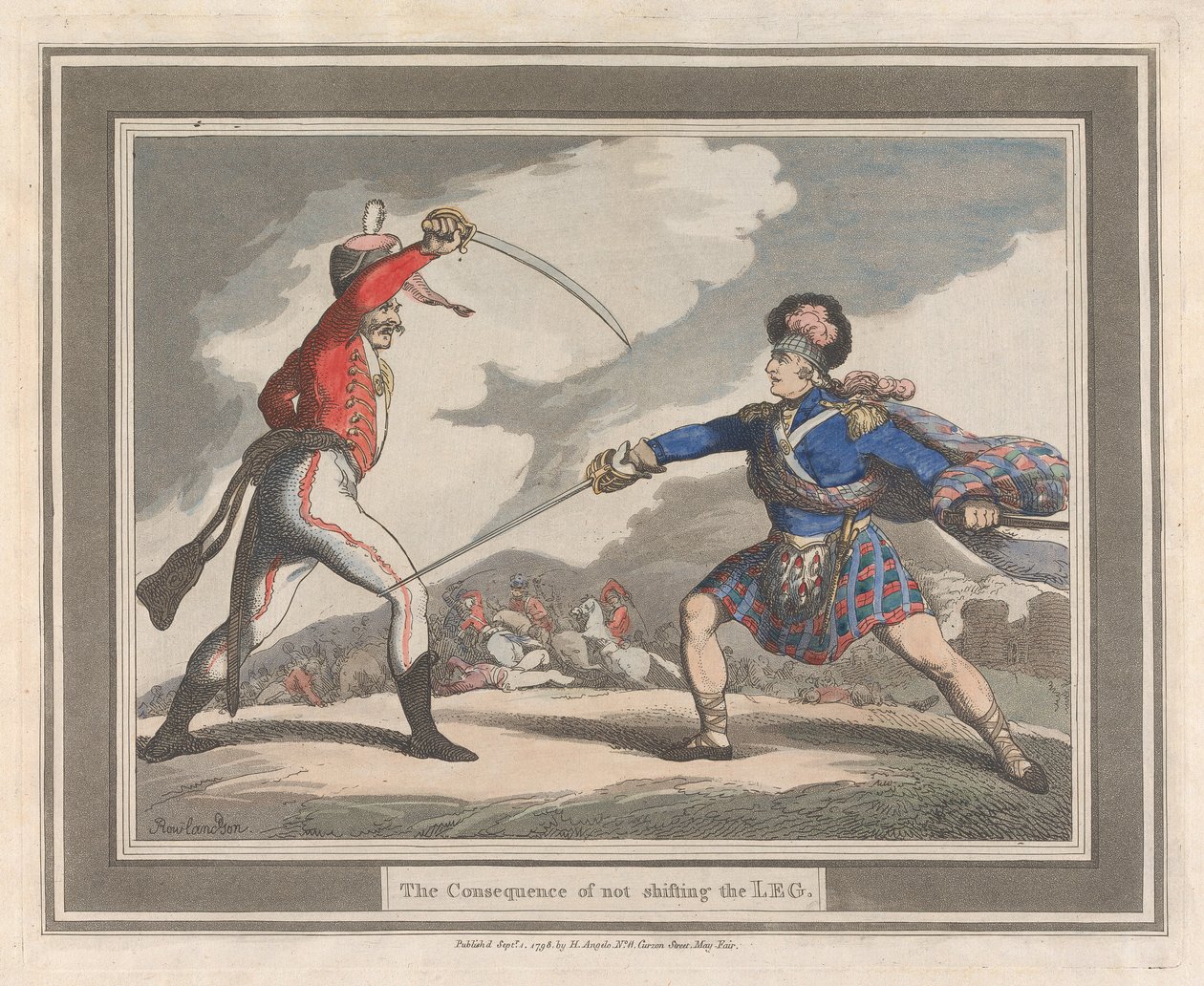 Konsekwencje niezmiany pozycji nogi autorstwa Thomas Rowlandson