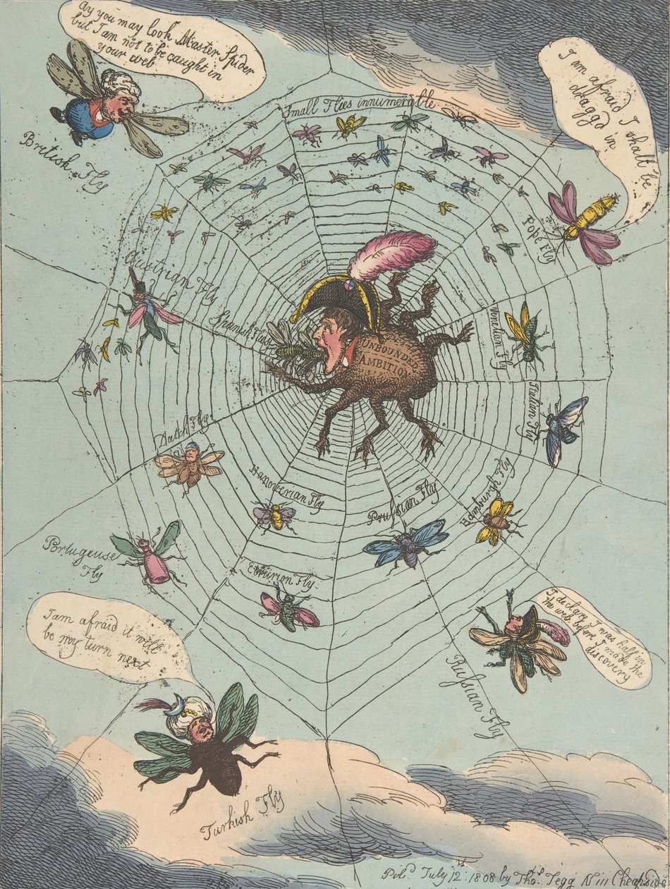 Korsykański Pająk w swojej sieci!, 12 lipca 1808 r., 12 lipca 1808 r. autorstwa Thomas Rowlandson
