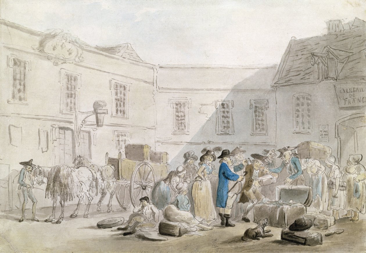 Izba Celna w Boulogne (wc piórkiem i szarym tuszem, ołówek na papierze) autorstwa Thomas Rowlandson