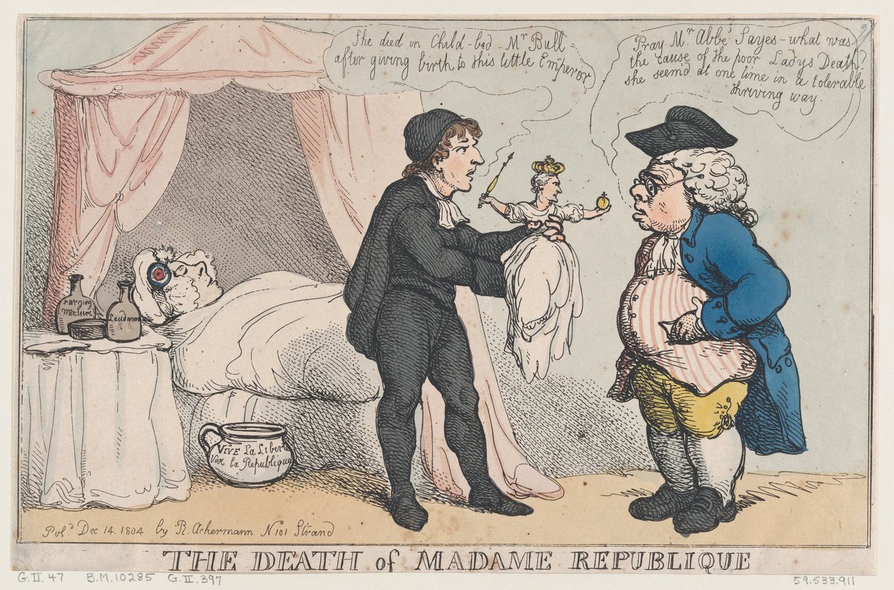 Śmierć pani Republic, 14 grudnia 1804 r., 14 grudnia, autorstwa Thomas Rowlandson