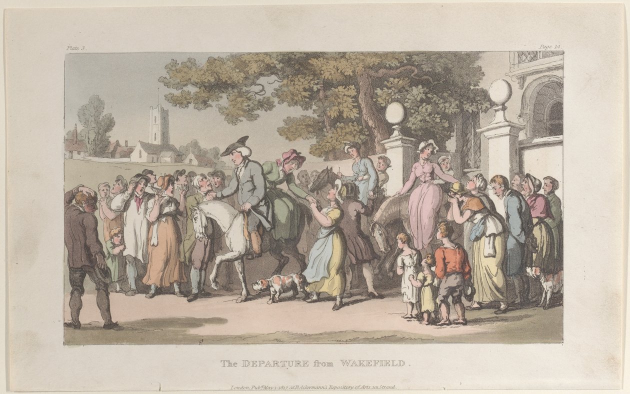 Wyjazd z Wakefield, z The Vicar of Wakefield, 1 maja 1817, 1 maja 1817. autorstwa Thomas Rowlandson