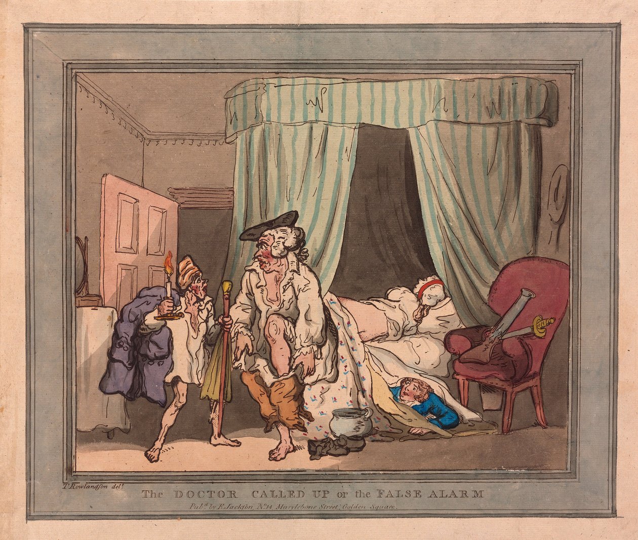 Wezwany lekarz lub fałszywy alarm, wyd. 1786 (ręcznie kolorowane grawerowanie) autorstwa Thomas Rowlandson