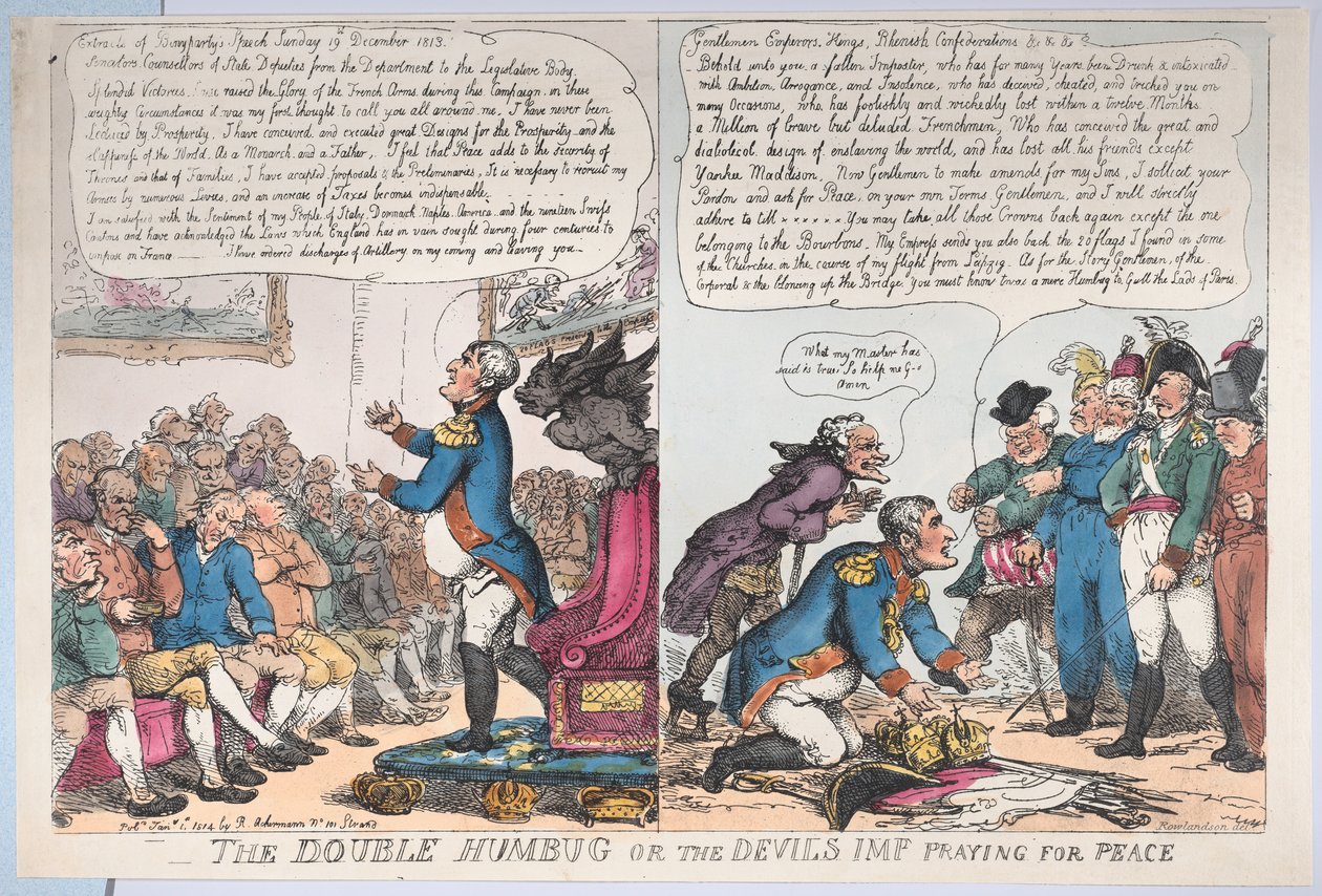 Podwójny huk lub diabelski chochlik modlący się o pokój, 1 stycznia 1814 r., 1 stycznia 1814 r. autorstwa Thomas Rowlandson