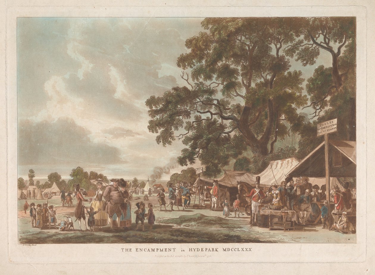 Obóz w Hyde Parku autorstwa Thomas Rowlandson