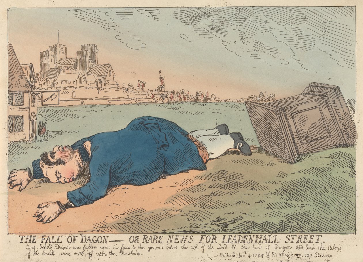 Upadek Dagona – czyli rzadkie wiadomości z Leadenhall Street autorstwa Thomas Rowlandson