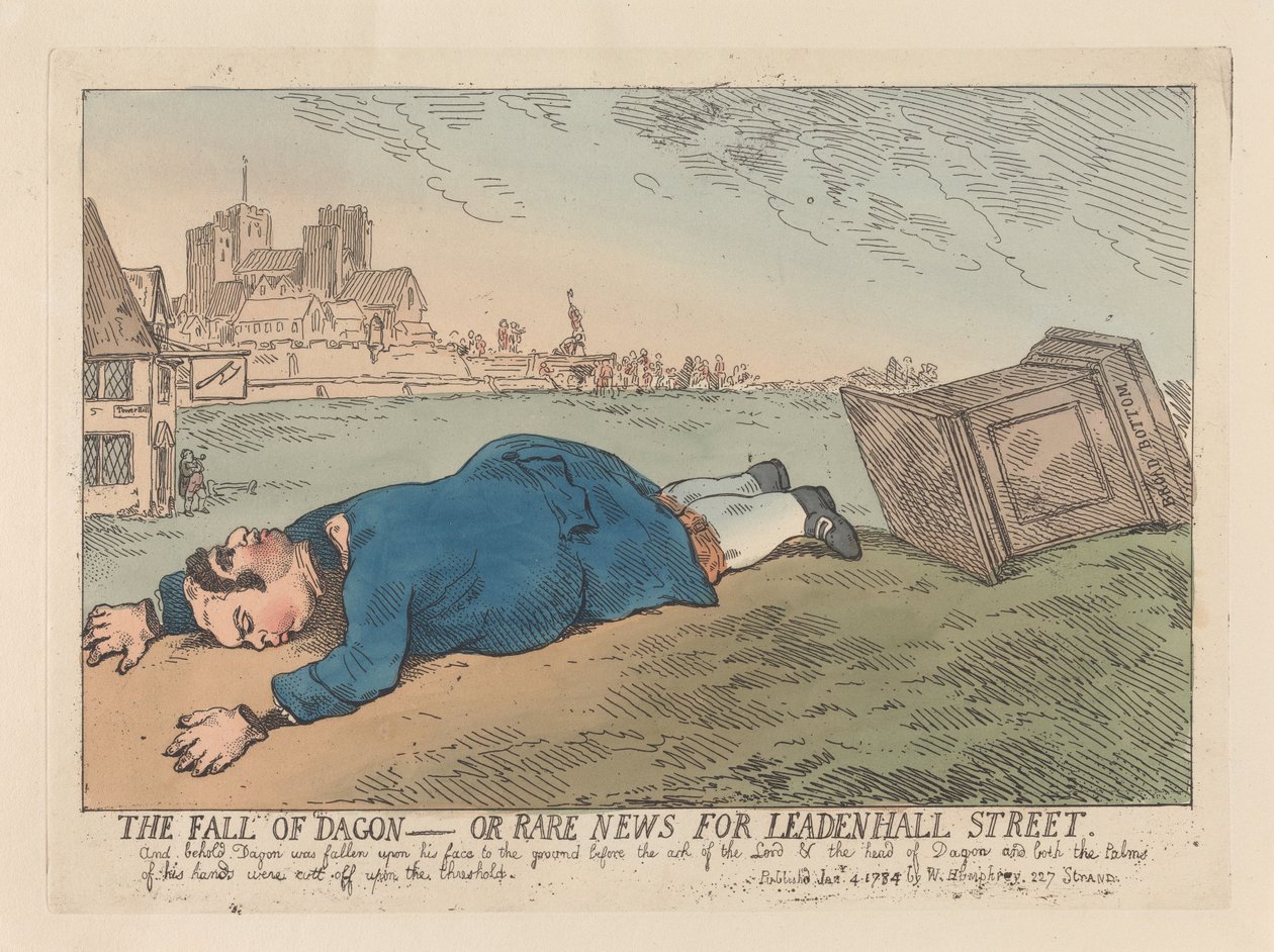 Upadek Dagona, czyli niezwykłe wiadomości z Leadenhall Street autorstwa Thomas Rowlandson