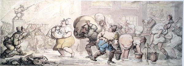 Ogień (akwarela) autorstwa Thomas Rowlandson