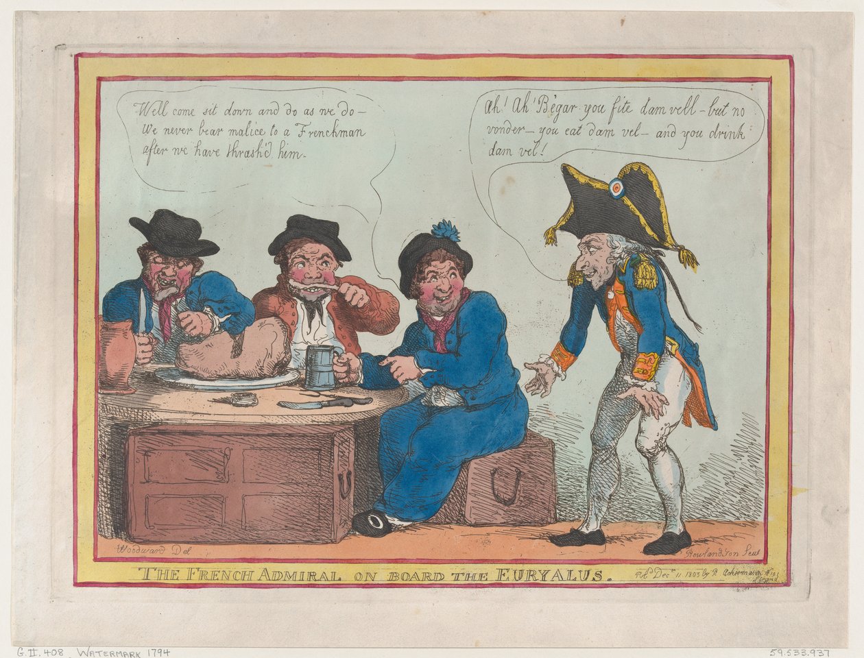 Admirał francuski na pokładzie Euryalusa, 11 grudnia 1803 r., 11 grudnia 1803 r. autorstwa Thomas Rowlandson
