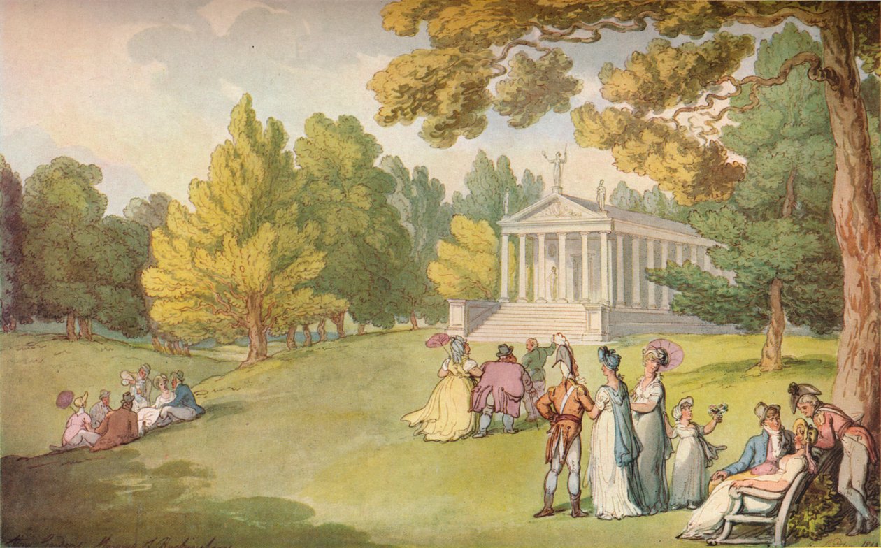 Ogrody w Stowe House, Bucks, c1785 autorstwa Thomas Rowlandson
