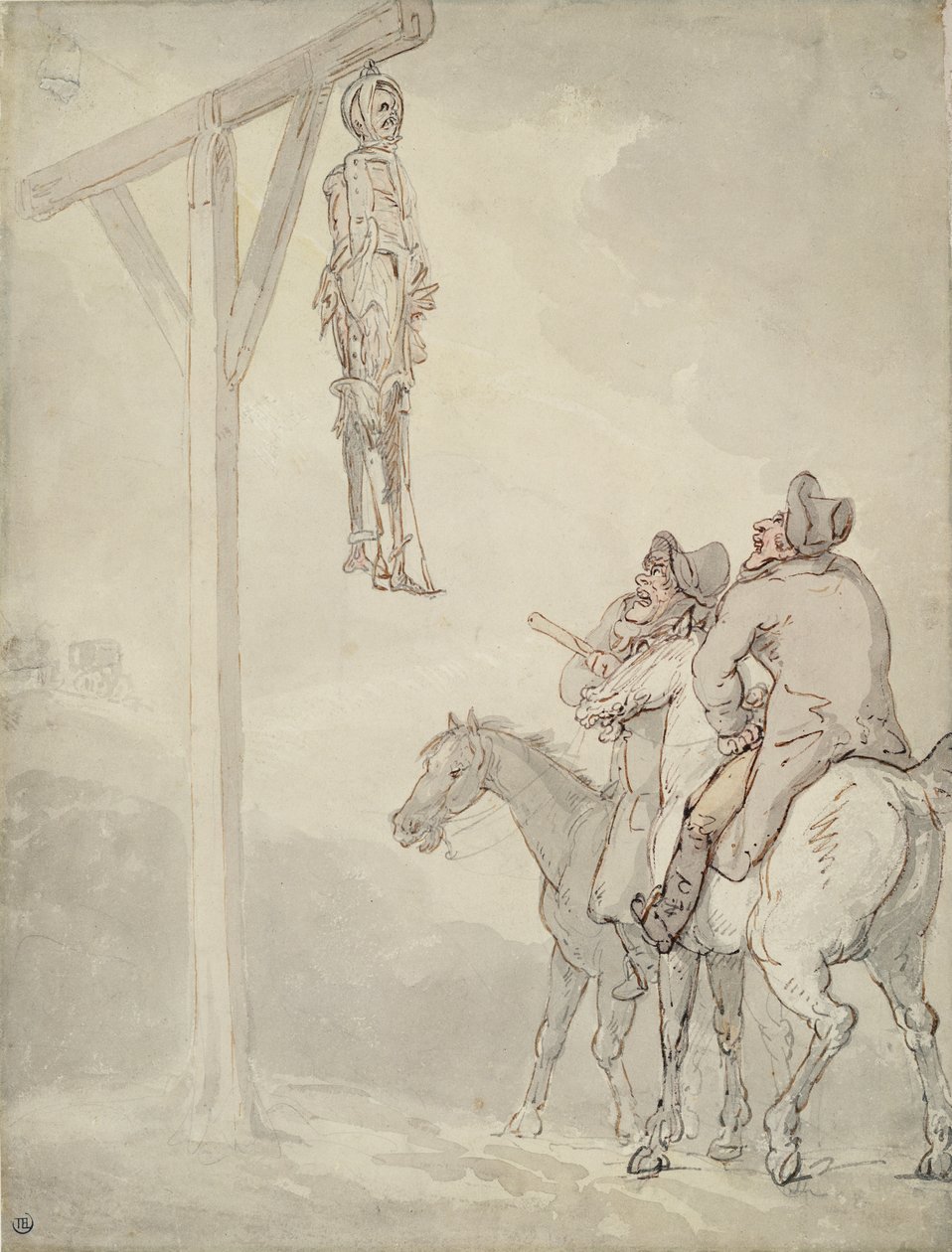 The Gibbet (pióro i atrament, akwarela i ołówek na papierze) autorstwa Thomas Rowlandson