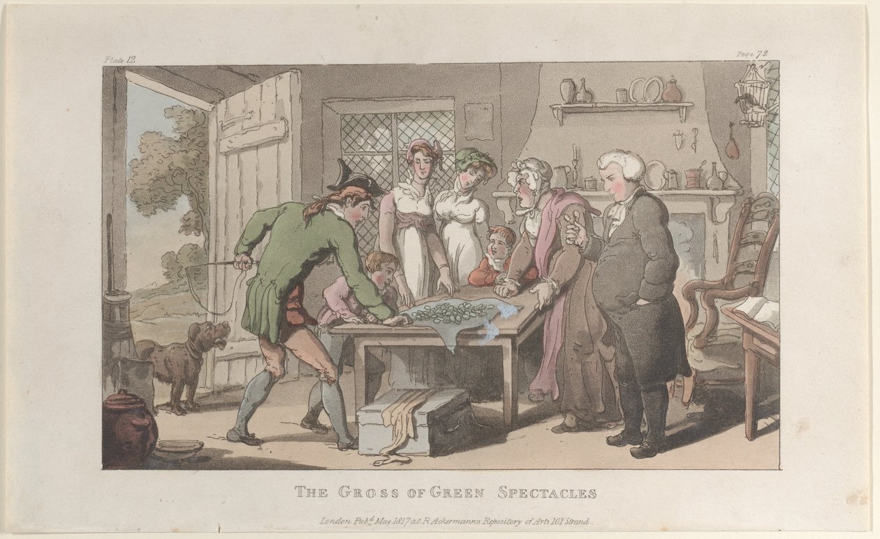 Gross of Green Spectacles, z The Vicar of Wakefield, maj 1817, maj 1817. autorstwa Thomas Rowlandson