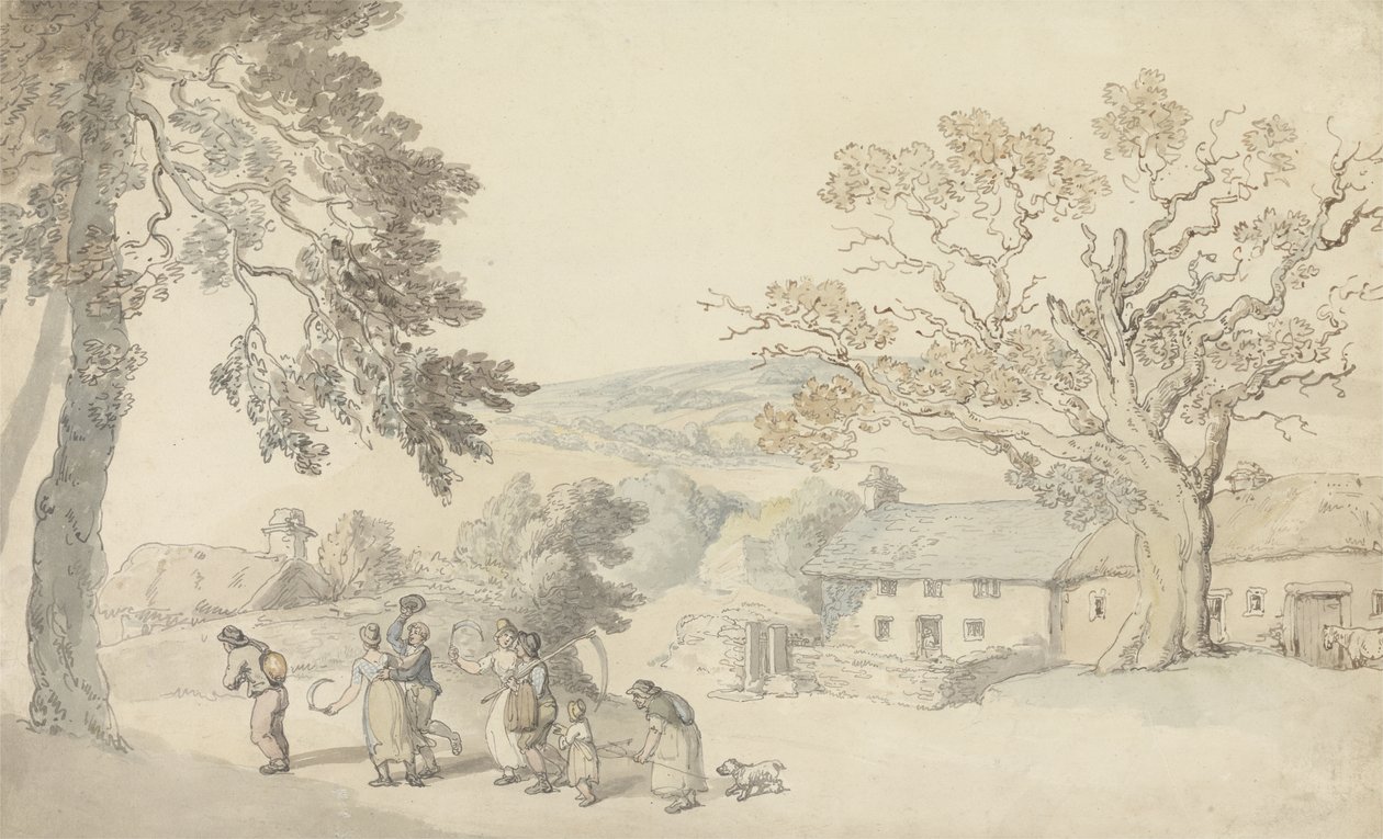 The Harvesters (pióro i atrament i w/c na ołówku na papierze) autorstwa Thomas Rowlandson