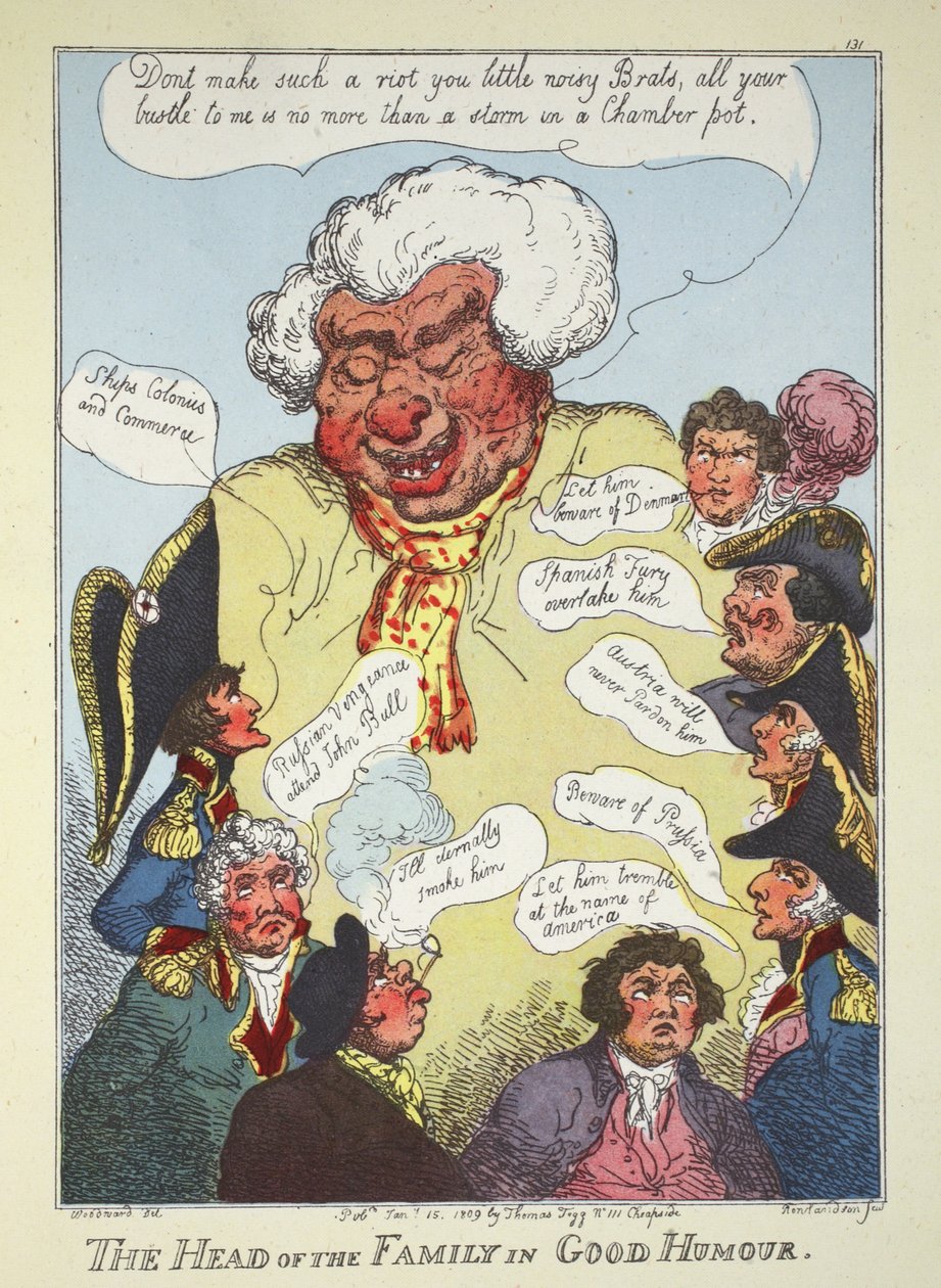 Głowa rodziny w dobrym humorze, wyd. Thomas Tegg, 15 stycznia 1809 (ręcznie barwiony grawer) autorstwa Thomas Rowlandson