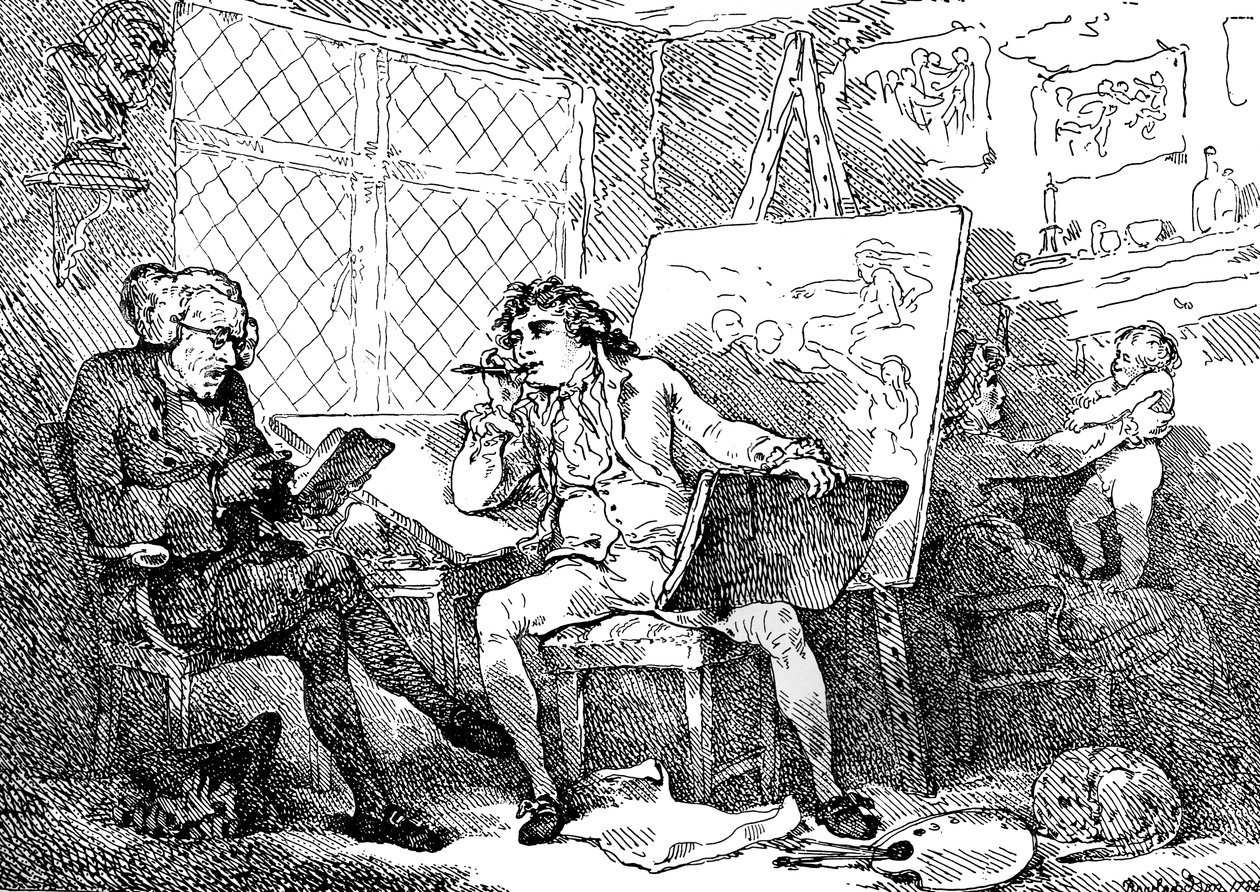 Historyk ożywiający umysł młodego malarza, 1784. autorstwa Thomas Rowlandson