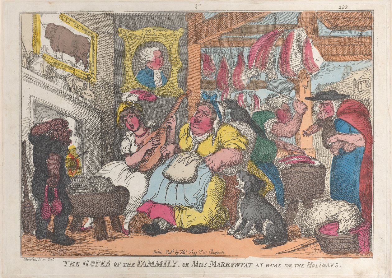 Nadzieje rodziny, czyli Miss Marrowfat w domu na święta, 1809-13., 1809-13. autorstwa Thomas Rowlandson