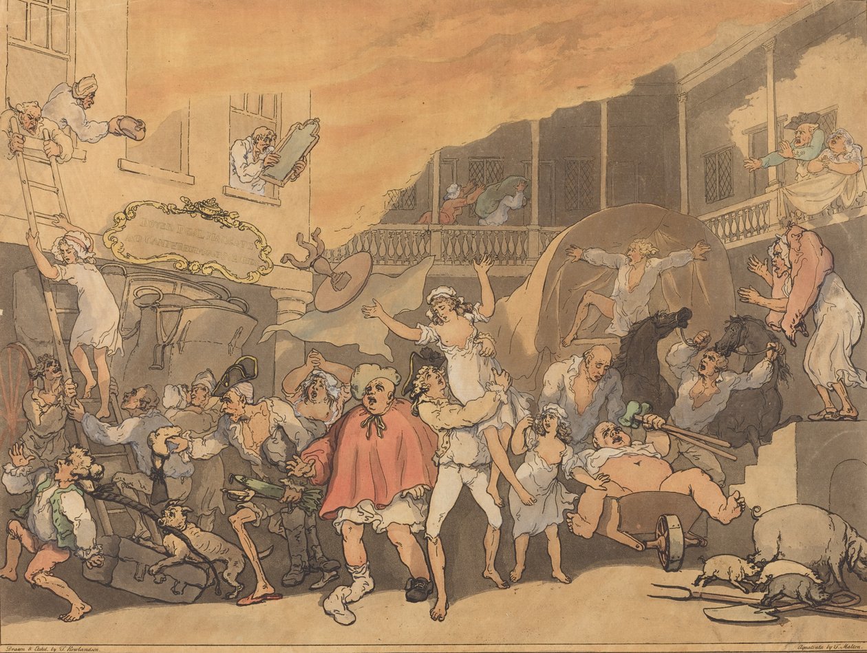 Podwórko gospody w ogniu, 1791. autorstwa Thomas Rowlandson