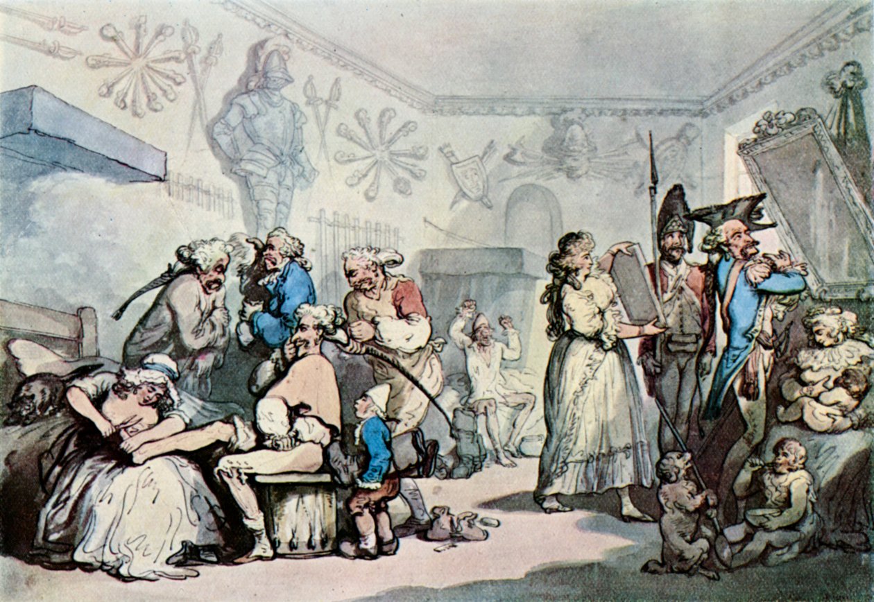 Wnętrze koszar francuskich, 1787, 1929 autorstwa Thomas Rowlandson