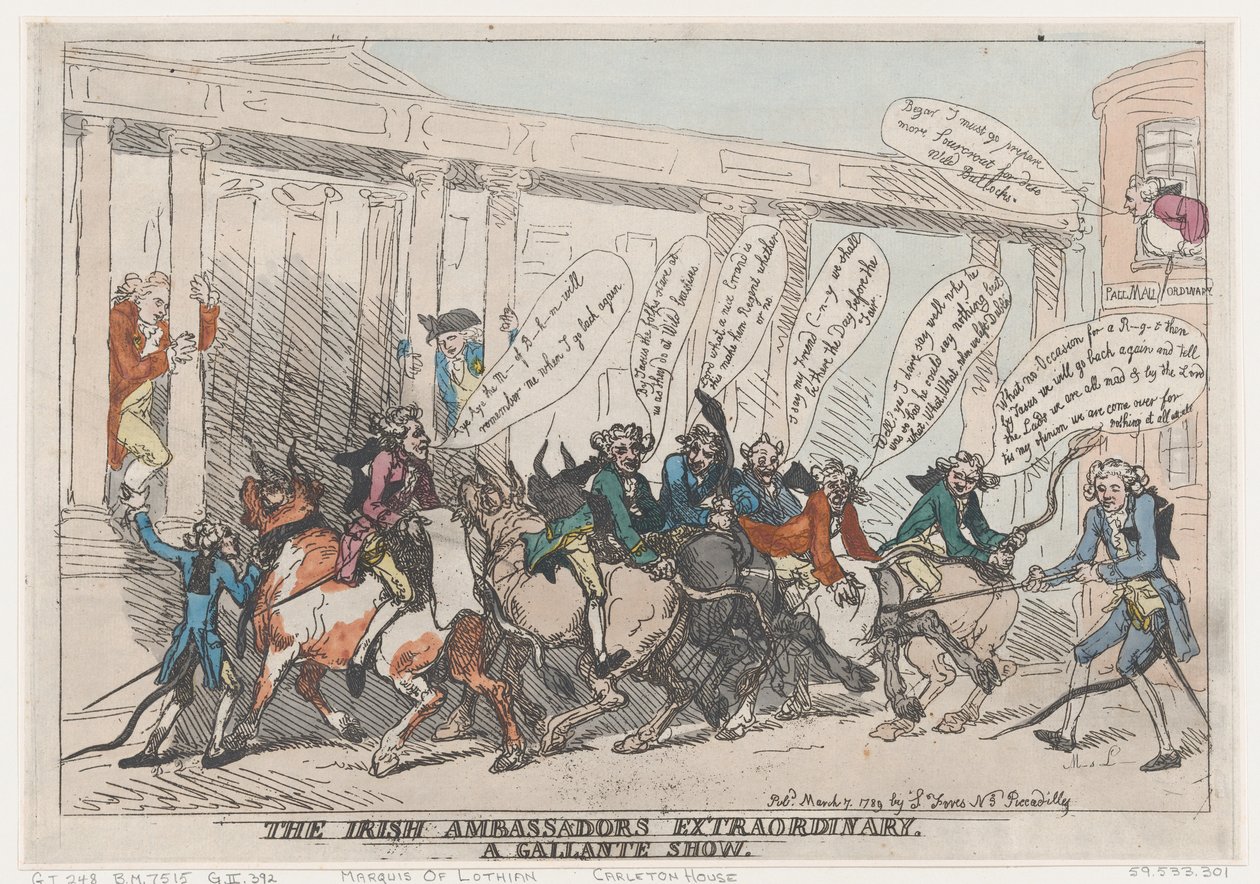 The Irish Ambassadors Extraordinary, A Gallante Show, 7 marca 1789, 7 marca 1789. autorstwa Thomas Rowlandson
