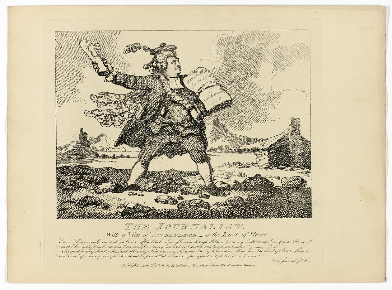Dziennikarz, z podróży Boswella po Hebrydach autorstwa Thomas Rowlandson