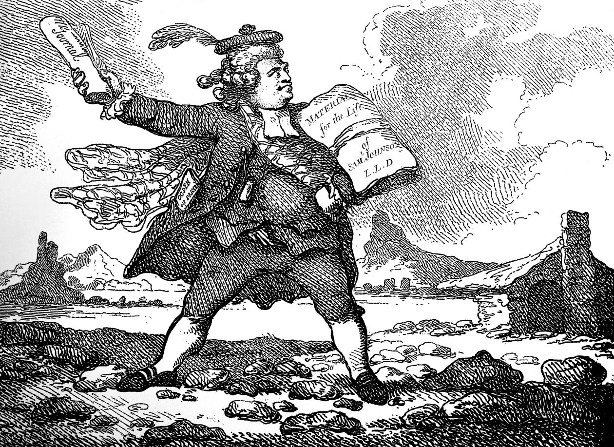Dziennikarz z widokiem na Auchinleck czyli krainę kamieni, ok. 1786. autorstwa Thomas Rowlandson