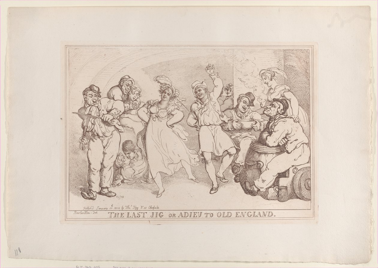 The Last Jig or Adieu to Old England, 20 stycznia 1818., 20 stycznia 1818. autorstwa Thomas Rowlandson