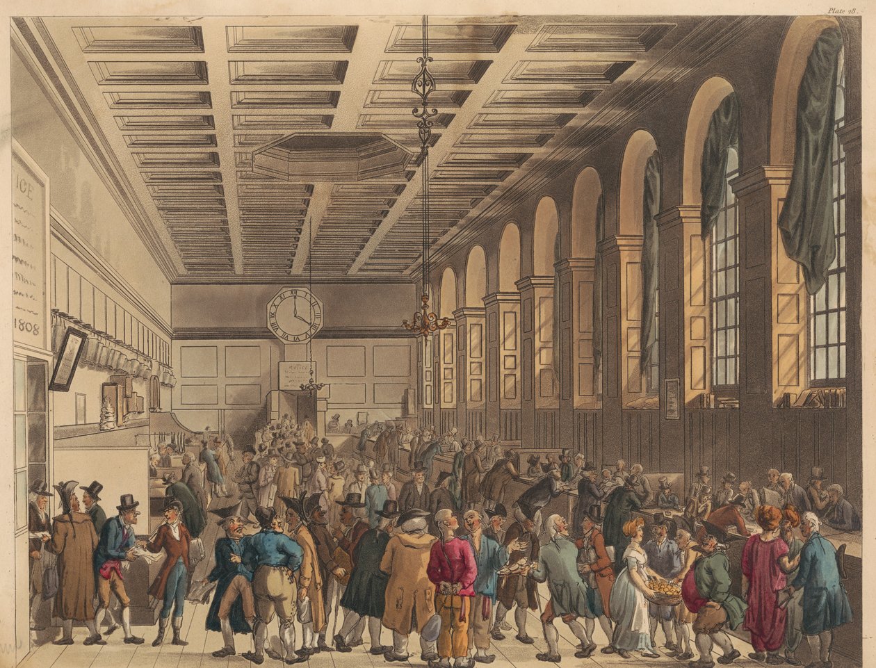Długa Sala, Custom House autorstwa Thomas Rowlandson