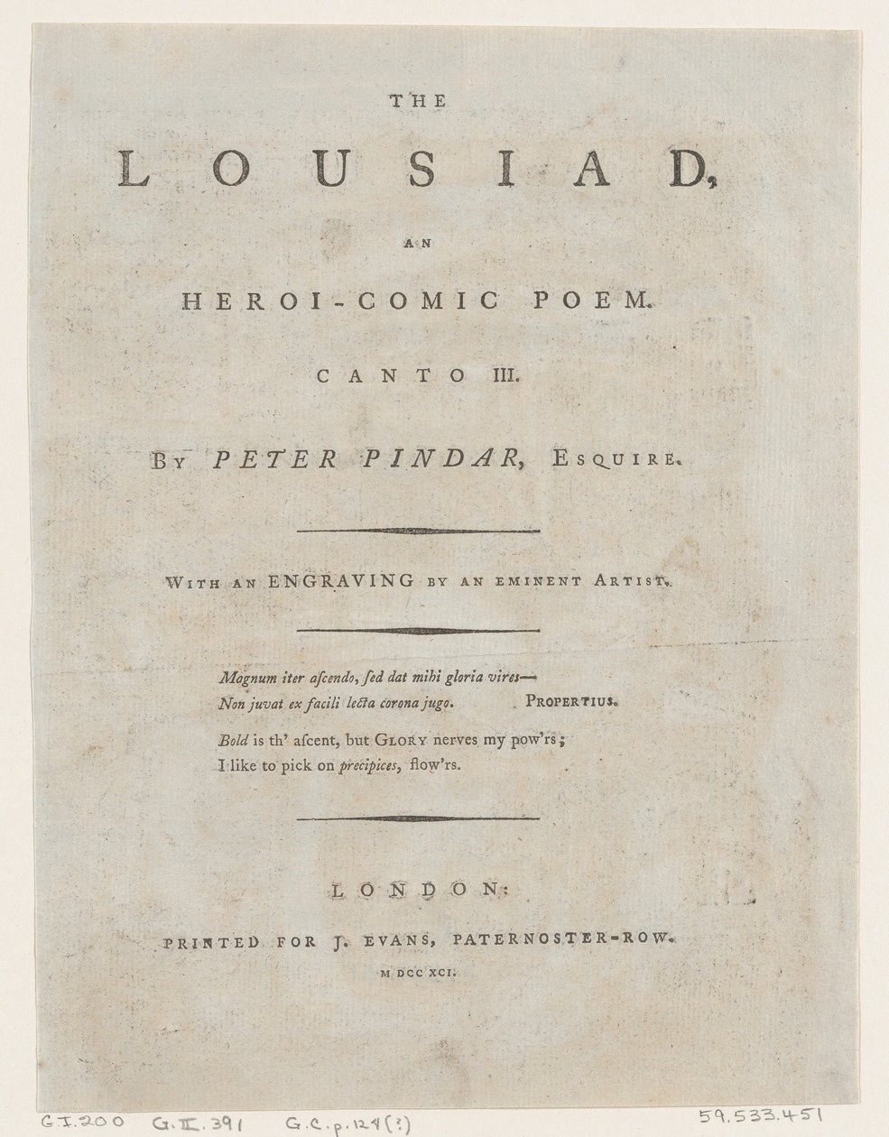 Lousiad autorstwa Petera Pindara, Frontispiece, 1787., 1787. autorstwa Thomas Rowlandson