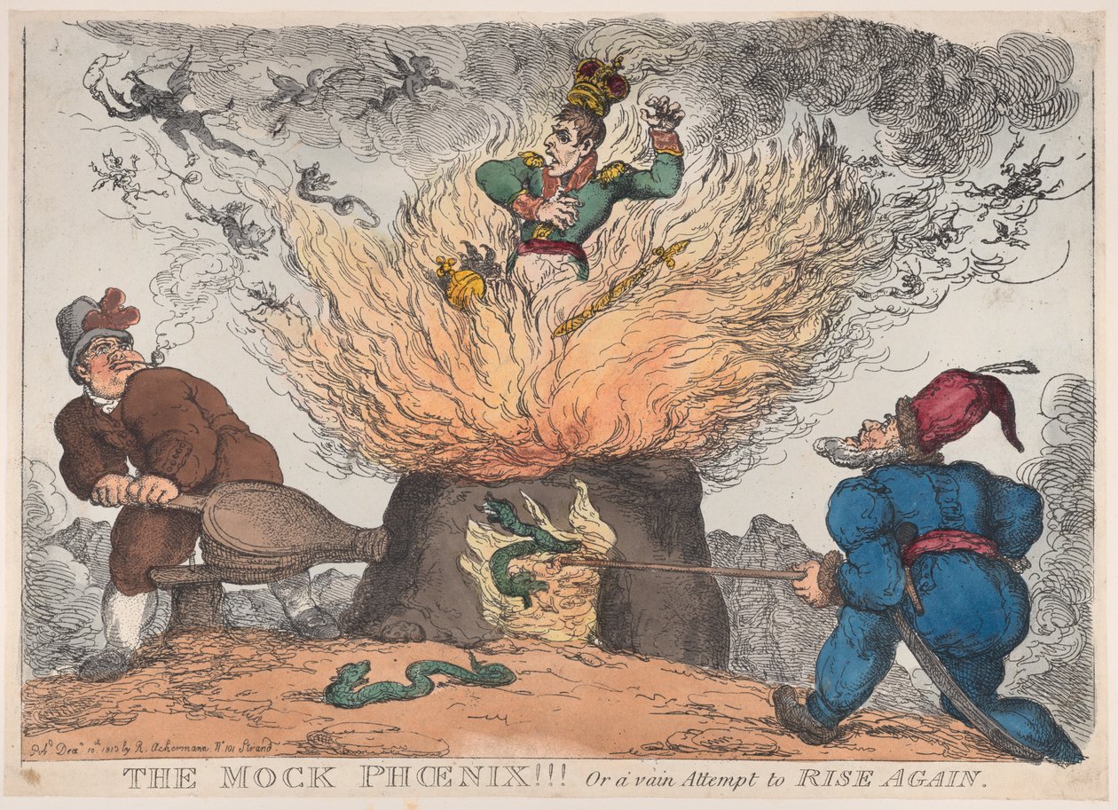 Fałszywy Feniks!!! Lub próżna próba ponownego powstania, 10 grudnia 1813 r., 10 grudnia 1813 r. autorstwa Thomas Rowlandson