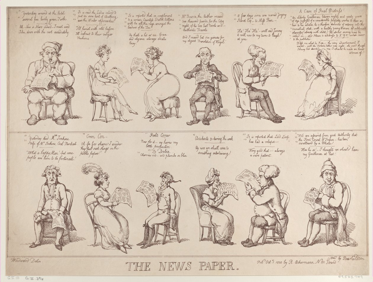 The News Paper, 1 października 1808, 1 października 1808. autorstwa Thomas Rowlandson