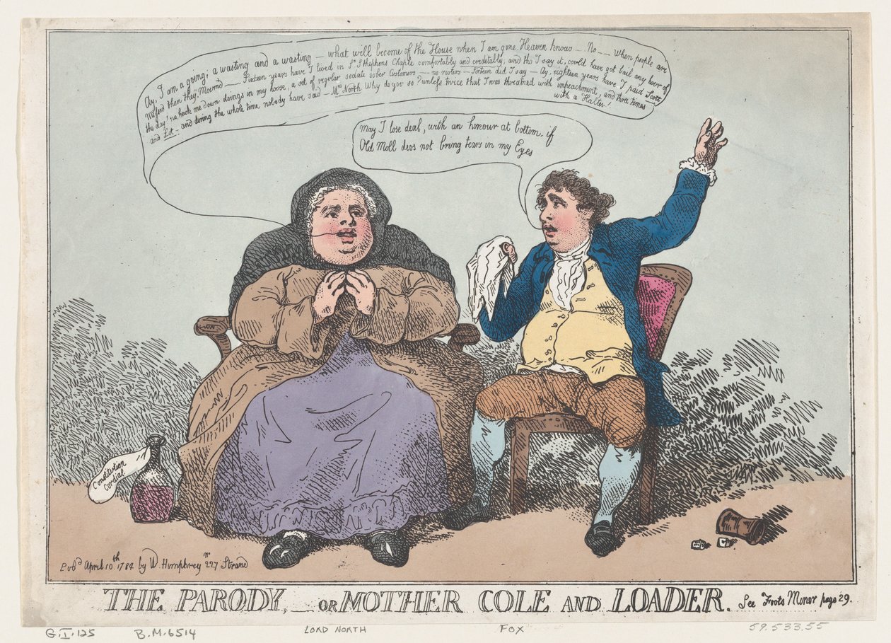 Parodia, czyli Mother Cole and Loader, 10 kwietnia 1784, 10 kwietnia 1784. autorstwa Thomas Rowlandson