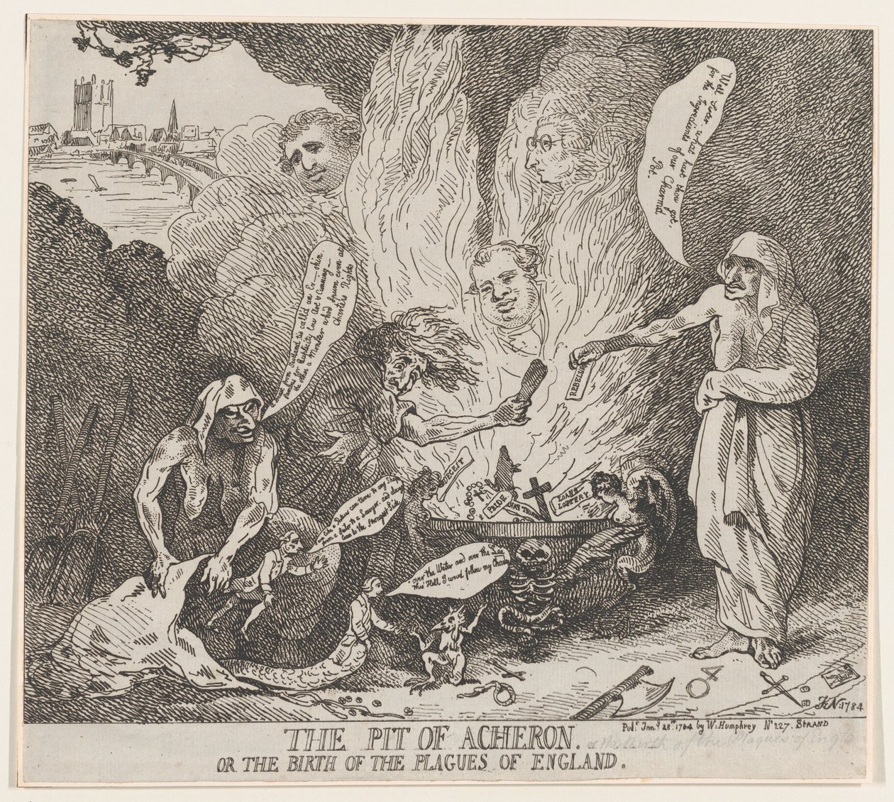 The Pit of Acheron lub The Birth of the Plagues of England, 28 stycznia 1784., 28 stycznia 1784. autorstwa Thomas Rowlandson