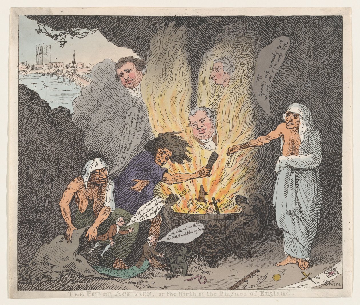 The Pit of Acheron lub The Birth of the Plagues of England, 28 stycznia 1784., 28 stycznia 1784. autorstwa Thomas Rowlandson