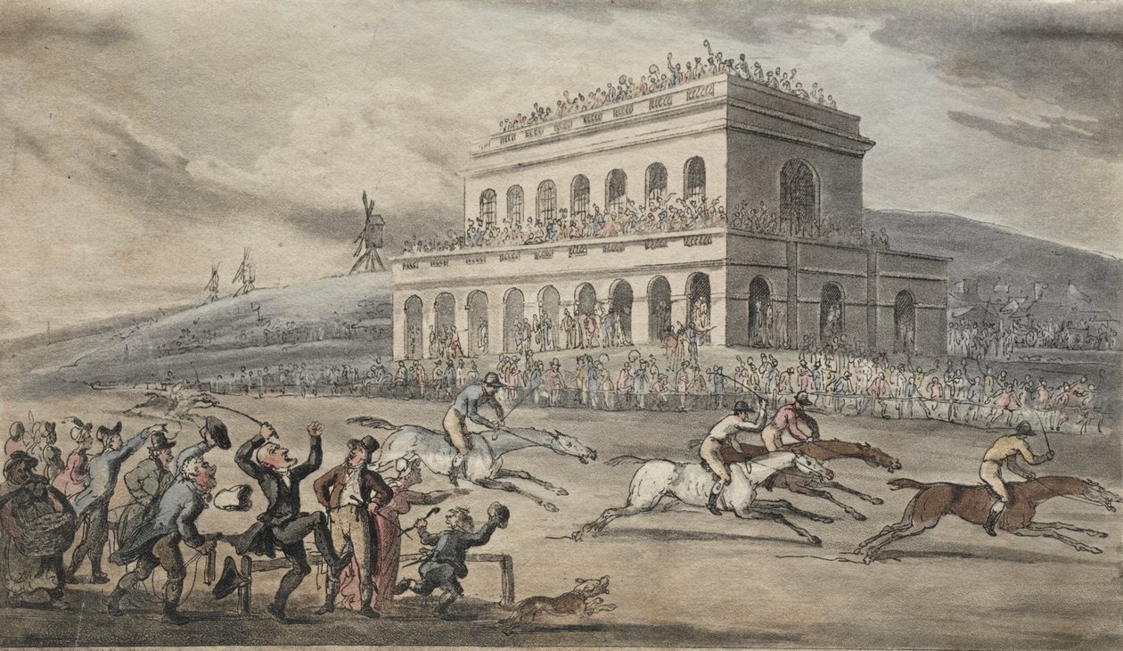 Wielebny dr Syntax traci pieniądze na torze wyścigowym w Yorku autorstwa Thomas Rowlandson