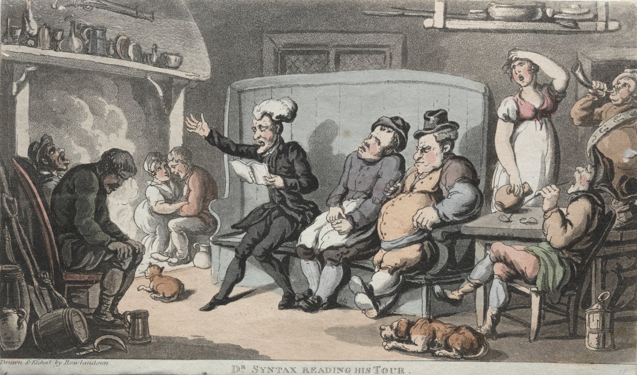 Wielebny dr Syntax czyta swoją wycieczkę autorstwa Thomas Rowlandson