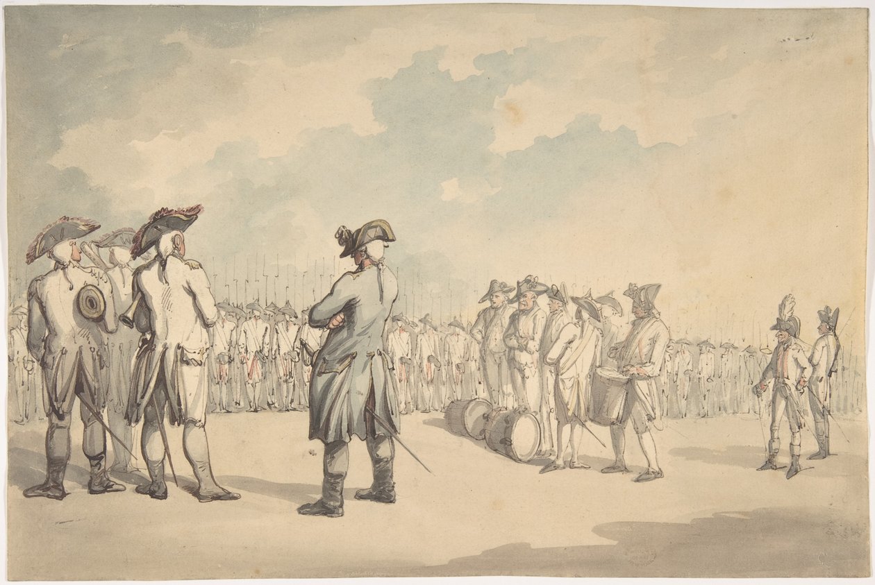 Przegląd wojskowy autorstwa Thomas Rowlandson