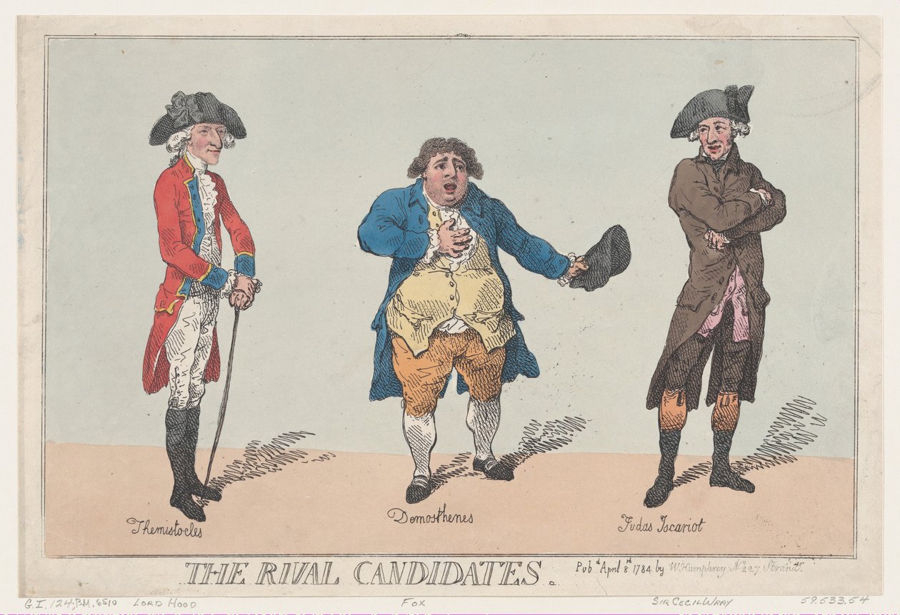 Rywalni kandydaci, 8 kwietnia 1784, 8 kwietnia 1784. autorstwa Thomas Rowlandson