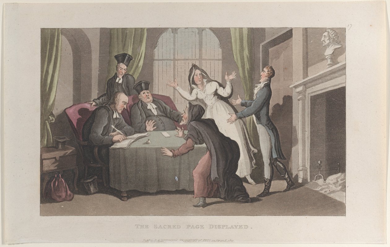 Wyświetlana Święta Strona z Journal of Sentimental Travels in the Southern Provinces ..., 1821. autorstwa Thomas Rowlandson