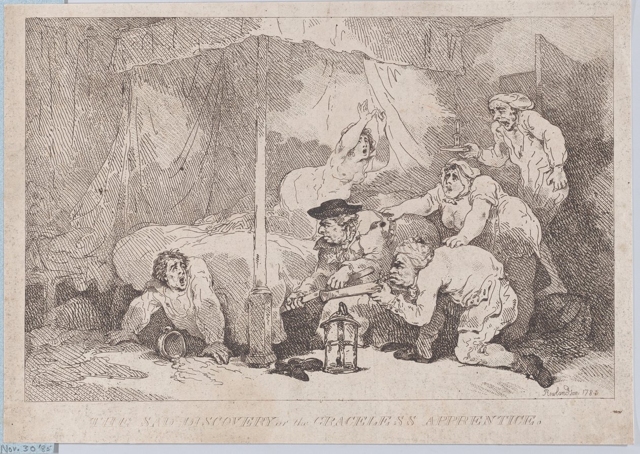 Smutne odkrycie ucznia bez wdzięku, 30 listopada 1785, 30 listopada 1785. autorstwa Thomas Rowlandson